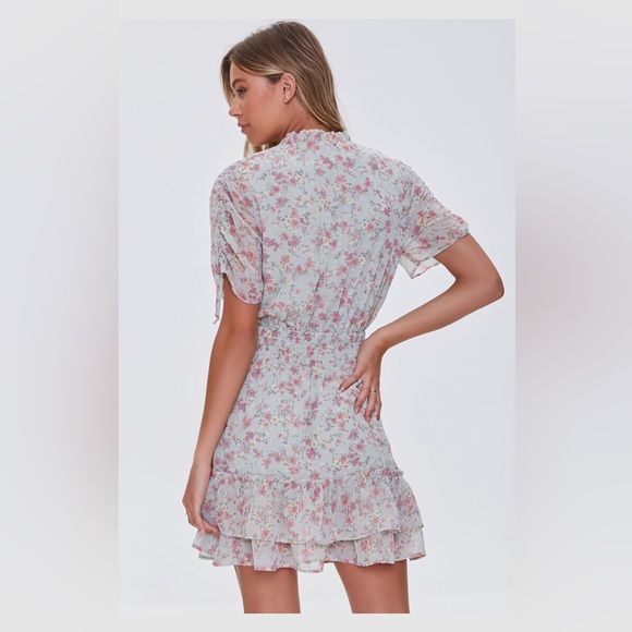 FLORAL PRINT RUFFLE HEM MINI DRESS - Picture 3 of 4
